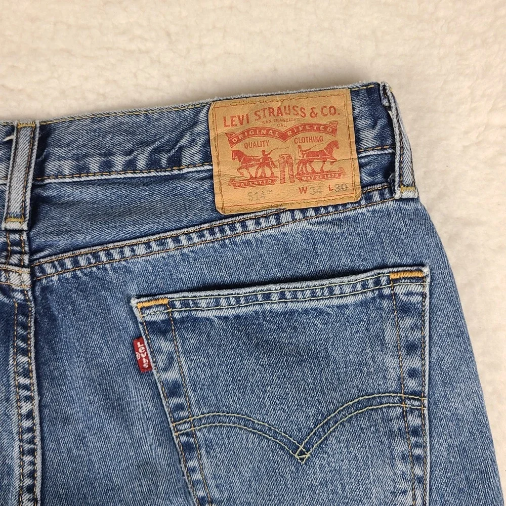 Levi's 514 Jeans Mens 34x30 Blue‎ Straight Fit Light Wash 100% Cotton Denim